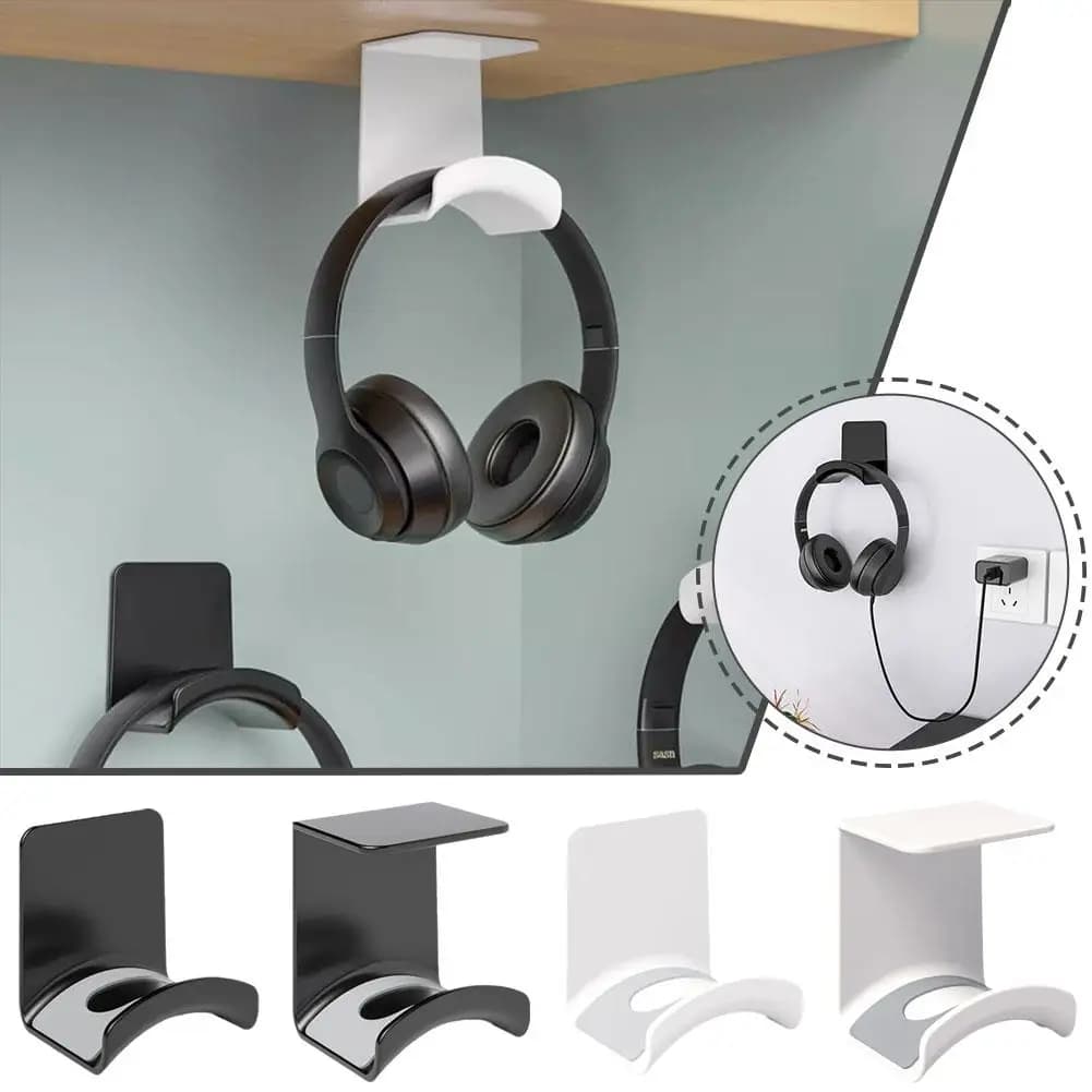 4 Types Universal Headphone Stand Holder Punch-free Desk Wall Mounted Headset Hanger Adhesive Headphones Display Rack Hook New