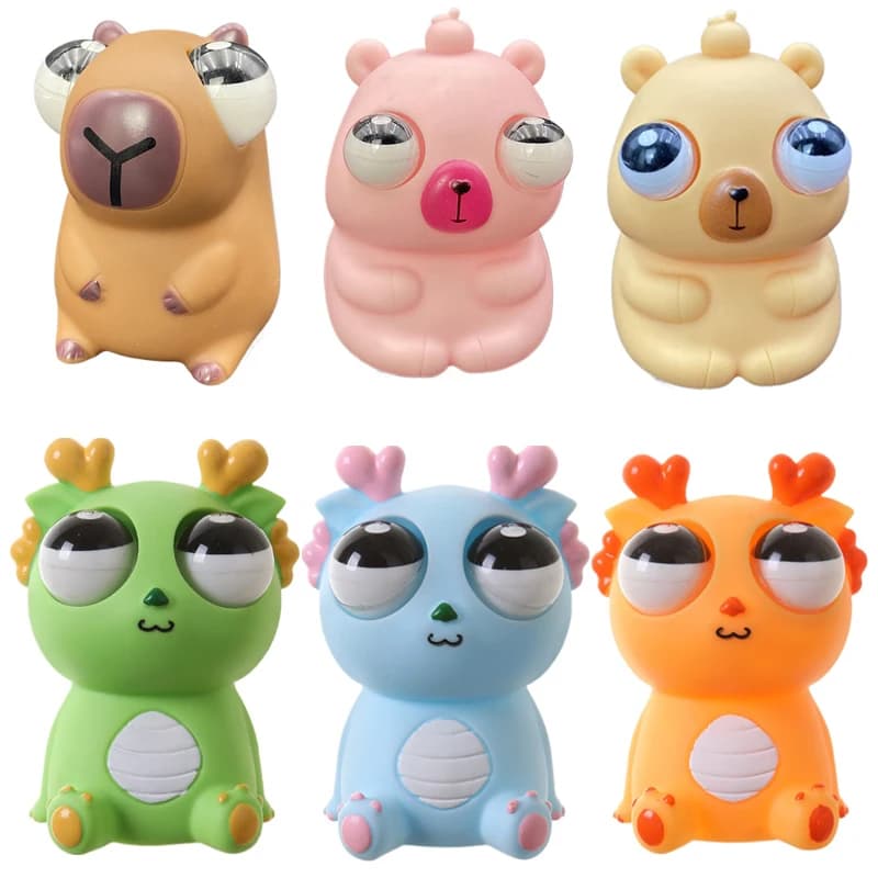 Pop Eye Squeeze Animale del fumetto Giocattoli sensoriali Divertimento Novetly Fidget Sollievo dallo stress Ansia Bulbo oculare che rimbalza Giocattolo Regali per bambini Adulti