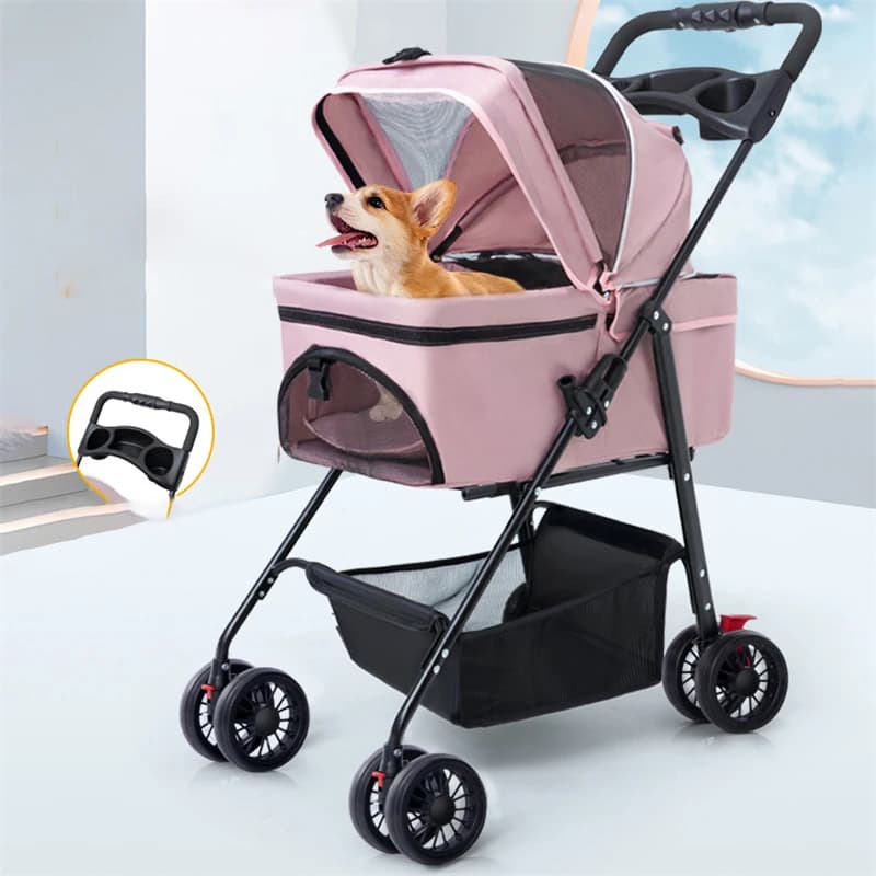 Passeggino per animali staccabile portatile leggero per gatti Carrello per cani Carrello per animali pieghevole