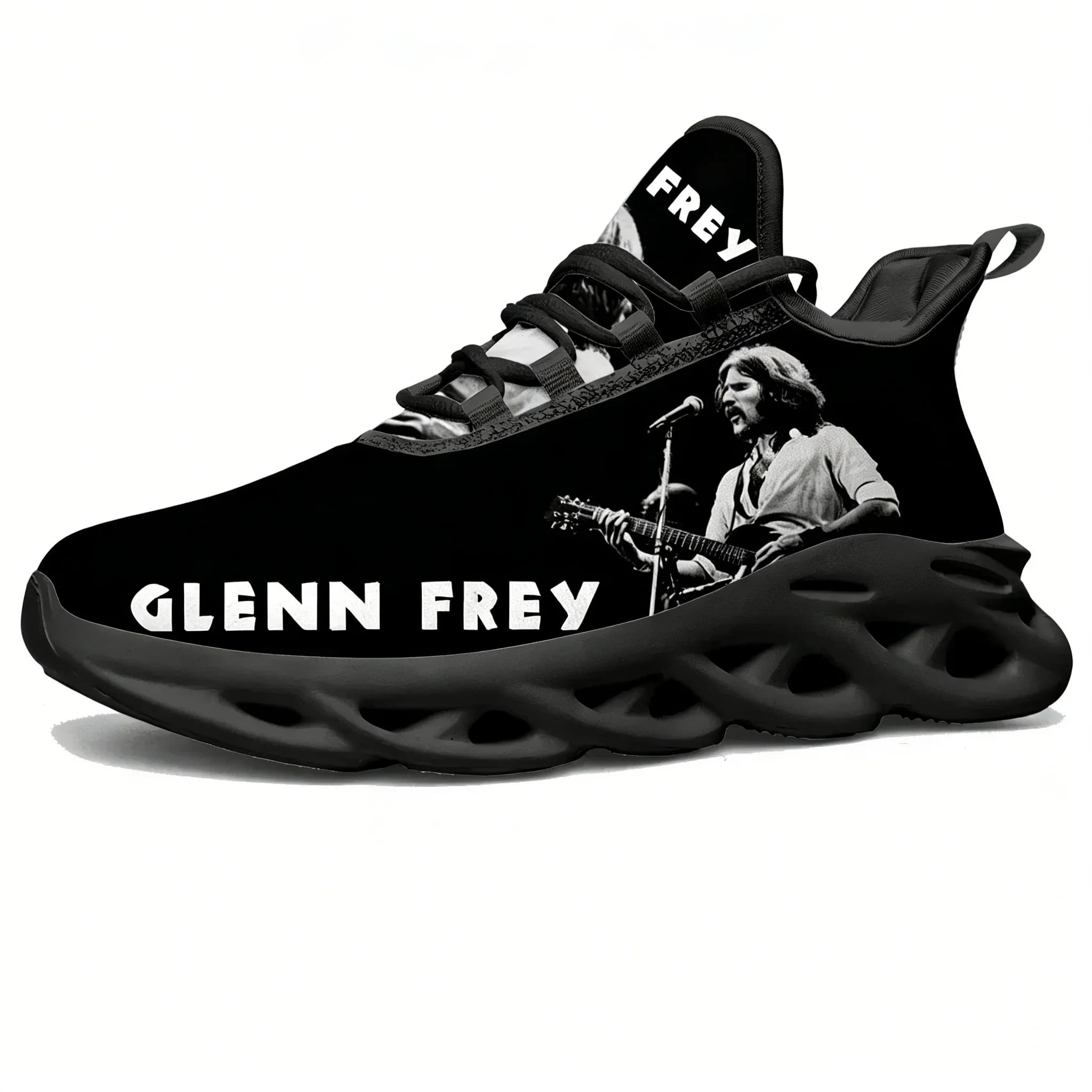 Glenn Frey Flats Sneakers Mens Womens Sports Running Shoes DIY Sneaker Lace Up Mesh Footwear Tailor-made Shoe Black