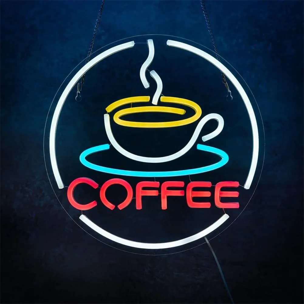 Insegna al neon per caffè Luce al neon a LED dimmerabile USB per la stazione del bar del caffè Negozio Stazione del caffè Decorazione per feste a casa Regalo Insegna illuminata