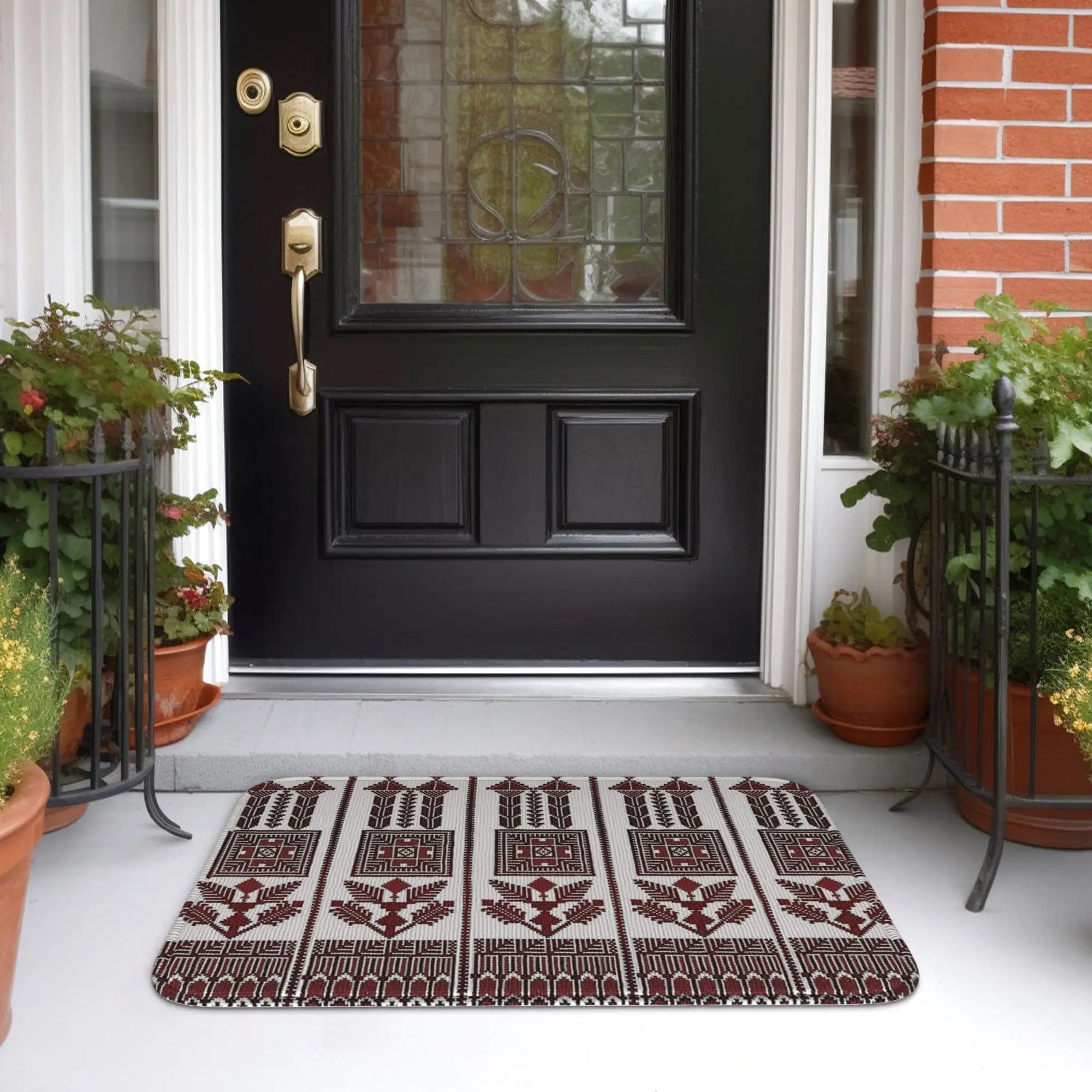 Palestine Embroidery Palestinian Tatreez Cross Folk Art Doormat Carpet Rug Kitchen Entrance Floor Mat for Balcony Footpad Mats