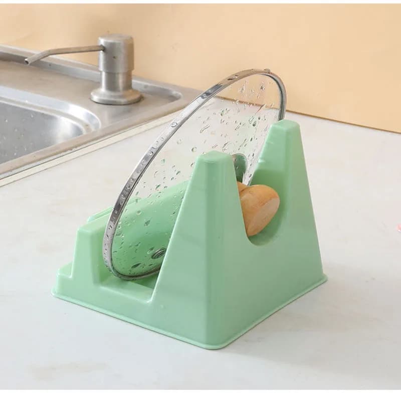 Multifunctional Plastic Pot Lid Holder Countertop Cutting Board Rack No Drill Kitchen Organizer for Pan Cover Knife Spatula