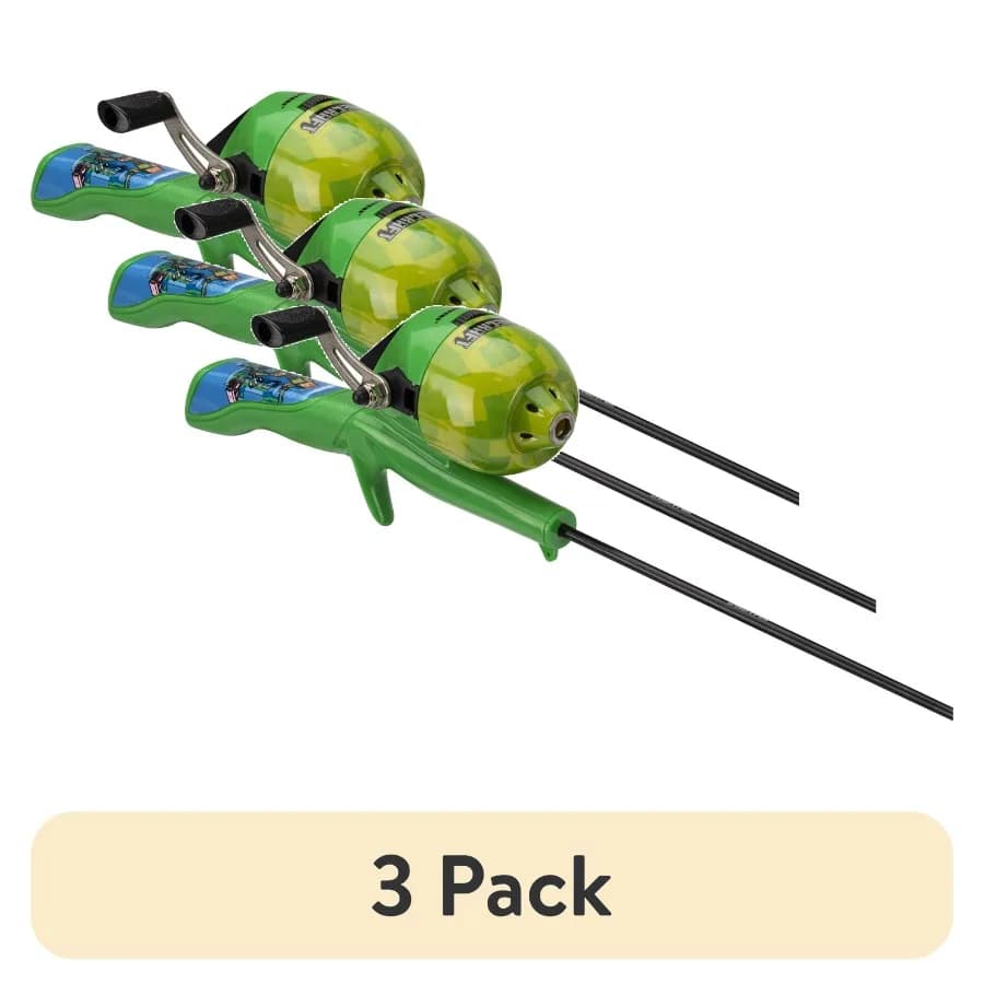 Set di 3 canne da pesca Spincast per giovani con canna in fibra di vetro Minecraft