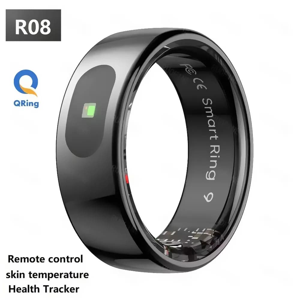 Qring Smart Ring R08 Woman Man Remote Control Electronic Blood Pressure Monitor Temperature Sleep Monitor Waterproof Android IOS