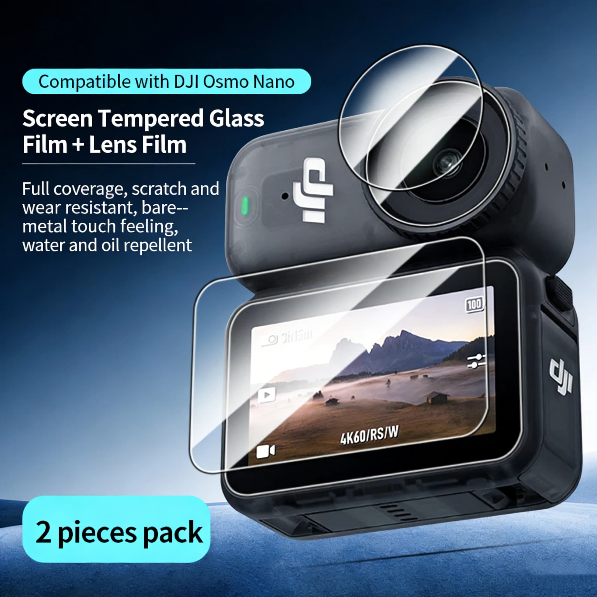 For DJI Osmo Nano - Protection for HD lenses and Tempered Glass for Screen, Anti-Graffio and Anti-Caduta Camera Protection, Accessories