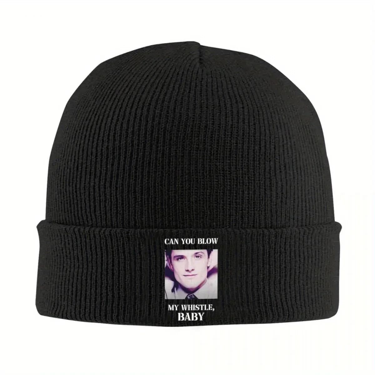 Josh Hutcherson Can You Blow My Whistle Baby Meme Knit Hat Beanies Winter Hat Warm Street Caps for Men Women