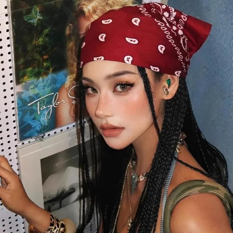 Bandana Unisex per Uomo e Donna, Fascia per Capelli Stile Cowboy, Accessorio Sportivo, Sciarpa Monofacciale con Motivo Paisley