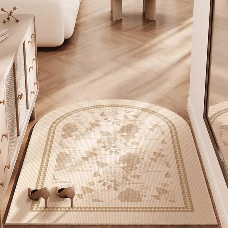 Tappetino per porta semicircolare Tappeto da ingresso per interni ed esterni antiscivolo Tappetino resistente impermeabile Tappeto in peluche ad anello morbido e confortevole