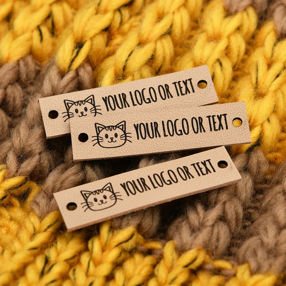 Laser engraved customizable leather labels 12.5x50 mm for DIY crafts - Eco-friendly material, custom gift (multiple cutters)
