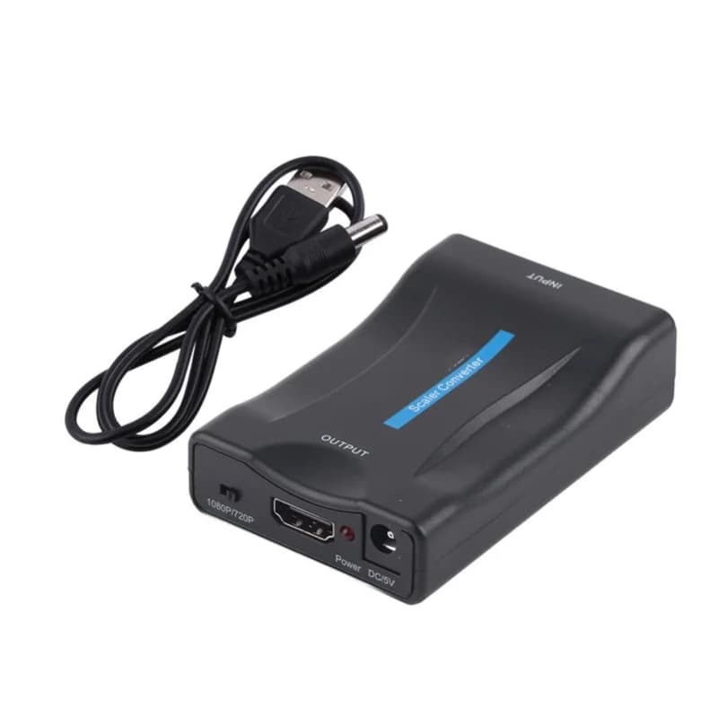 Scart to HDMI Converter, Audio Video 720P 1080P Adapter with USB Cable