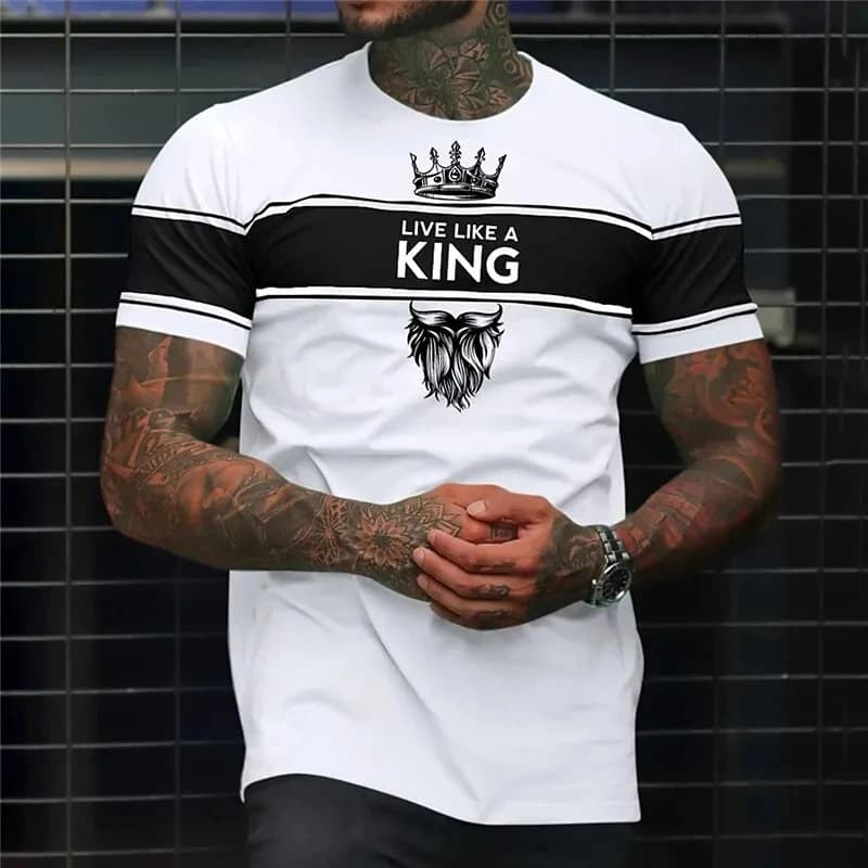 Live Like A King Letters T-shirt per uomo Tendenza moda Streetwear Hip Hop T-shirt stampate in 3D Estate Casual T-shirt oversize Top