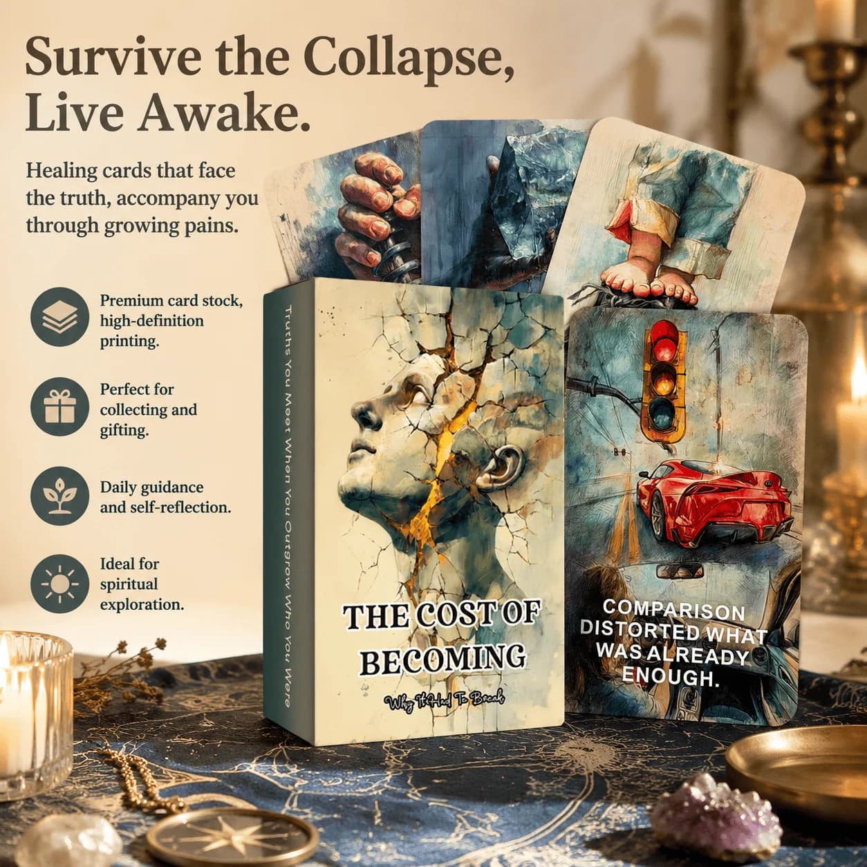 English Transformation Oracle Cards, 56 Tarot Cards, Self-Improvement Healing Deck, Mental Guidance, Gift for Personal Growth