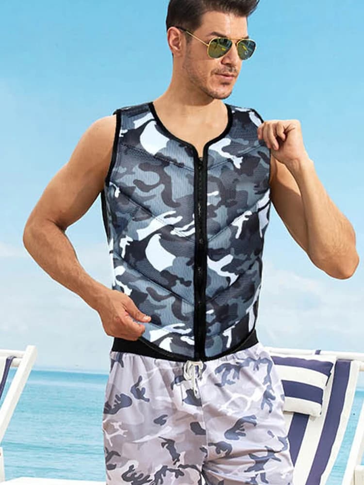 Life Jackets Camouflage Life Vest High Buoyancy Swim Vest with Zipper Personal Flotation Device for Swimming Surfing Drifting
