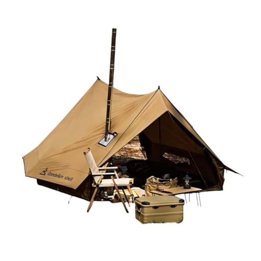 Hot Tent with Hole for Stove, Raincoat and Windproof for 1-4 persons, Camping read, Hiking, Hunting and Fishing