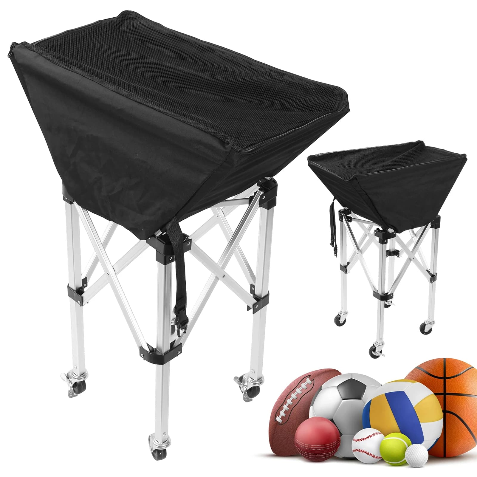 Carrello Pieghevole per Pallone da Pallavolo con Ruote, Grande Capacità per Facile Conservazione e Trasporto