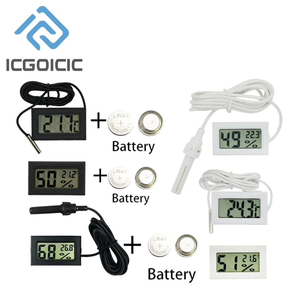 Mini digital LCD thermometer with waterproof freezer probe for indoor and outdoor