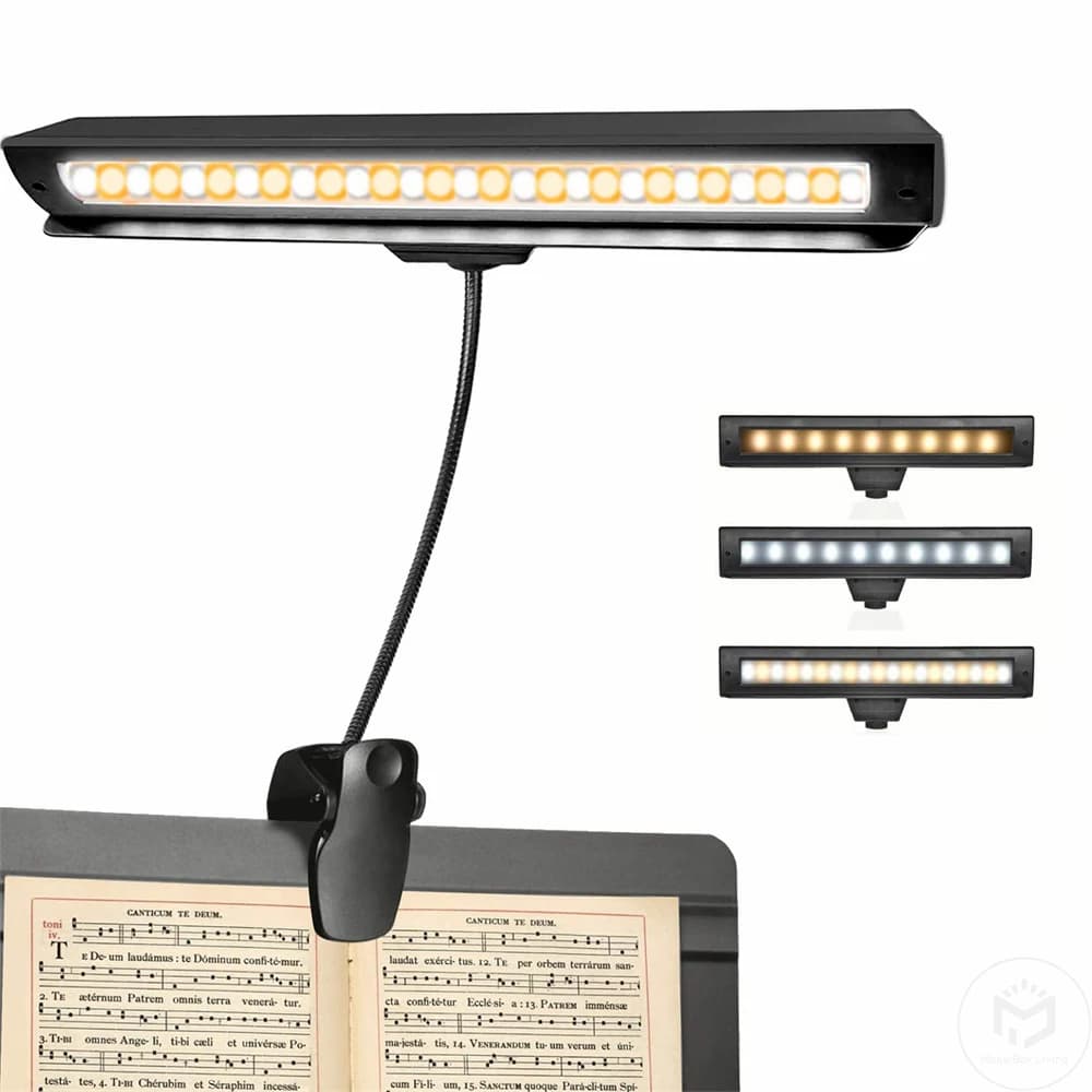 Luce per leggio ricaricabile 19 LED Clip sulla luce da lettura Luce notturna da comodino Lampada da libro ricaricabile USB Luce da libro a 3 colori