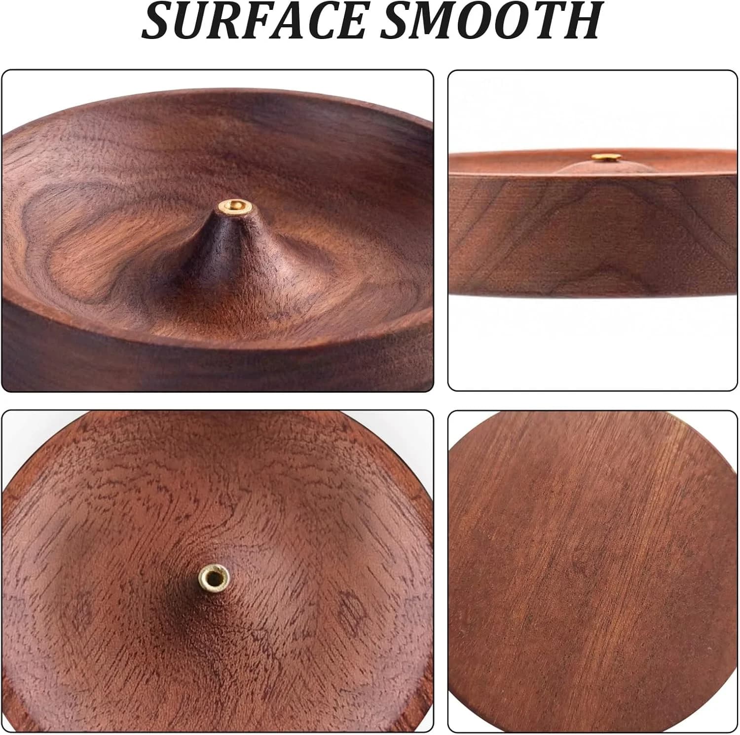 Porta Incenso Rotondo in Noce Premium con Raccoglitore di Ceneri Semplice ed Elegante, Decorazione Zen per Casa e Ufficio
