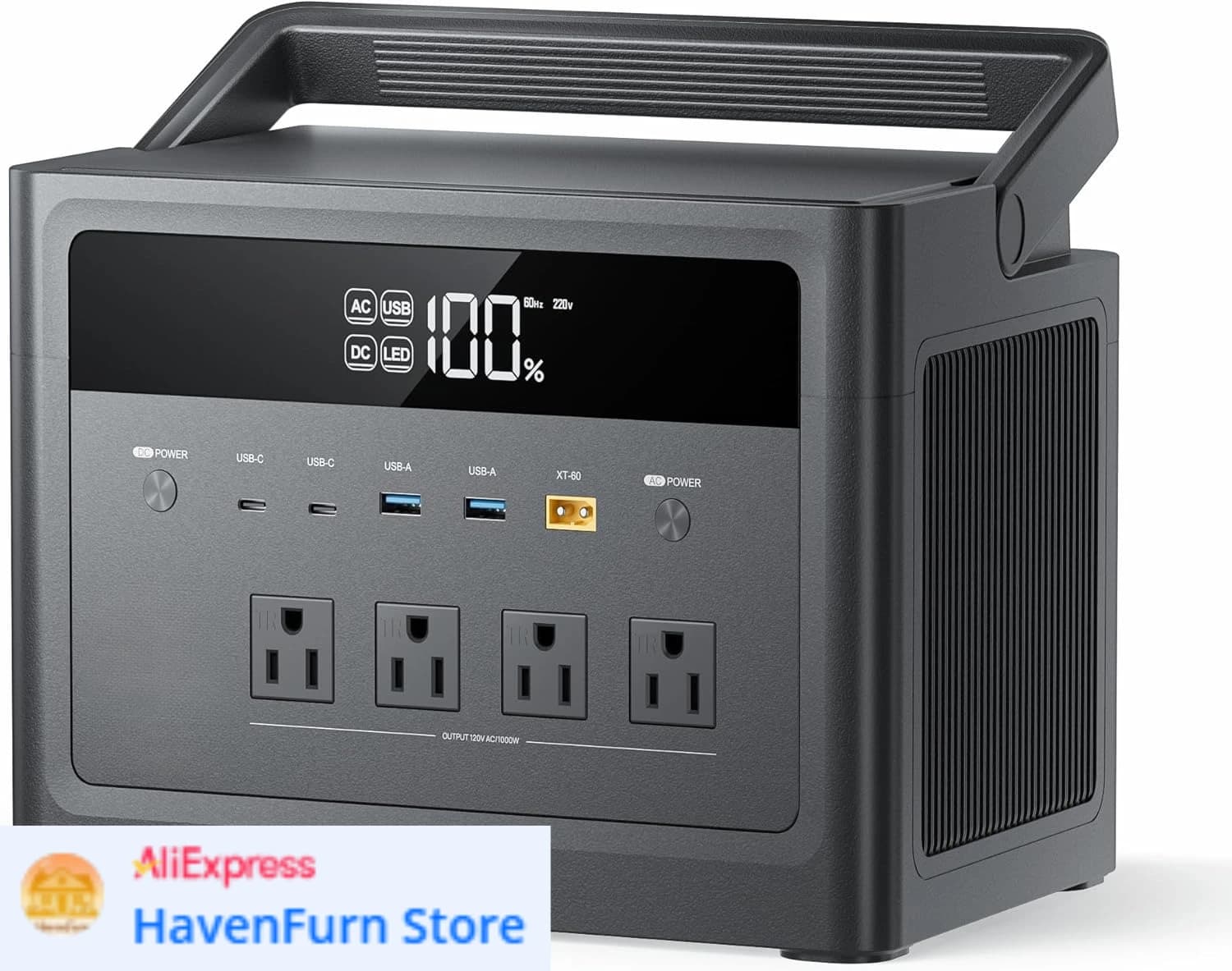 Portable Power Station 2026 from 1000W (Picco 2000W), Solar Power Generator with 576Wh LiFePO4 Battery, Power Bank with AC socket to Sinusoidal Wave Pura 110V