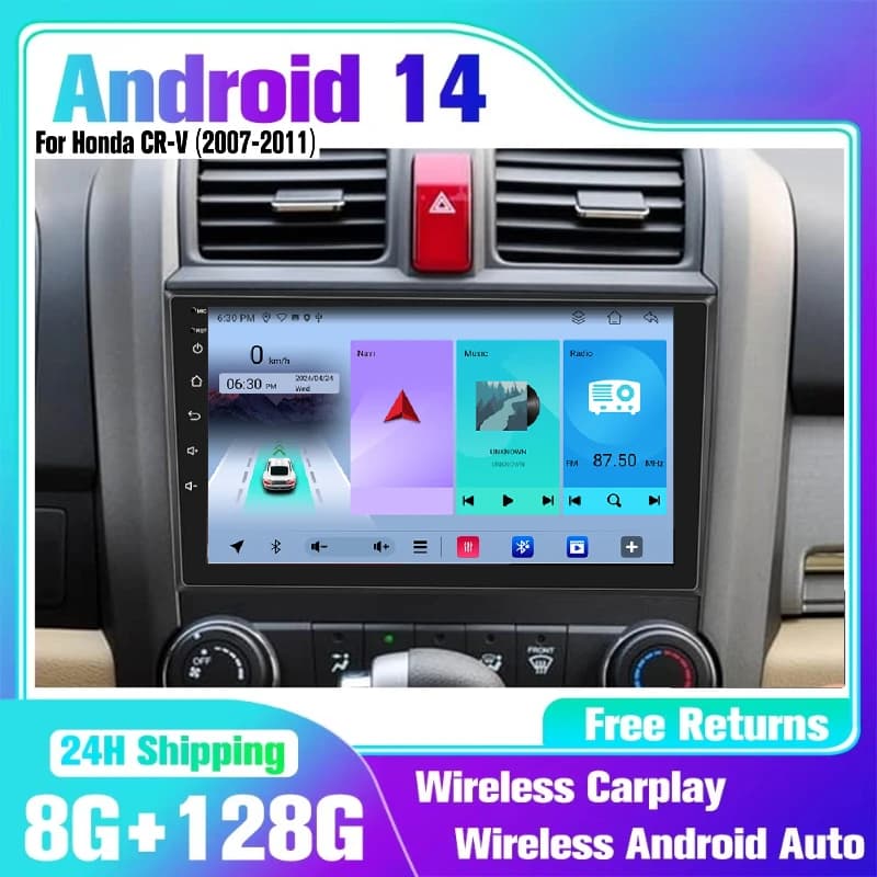 Autoradio per Honda CR-V 3 RE CRV 2007-2011 Radio stereo con supporto Carplay Androidauto LTE/NAVI/GPS/WiFi/BT/TPMS/FM/DVR