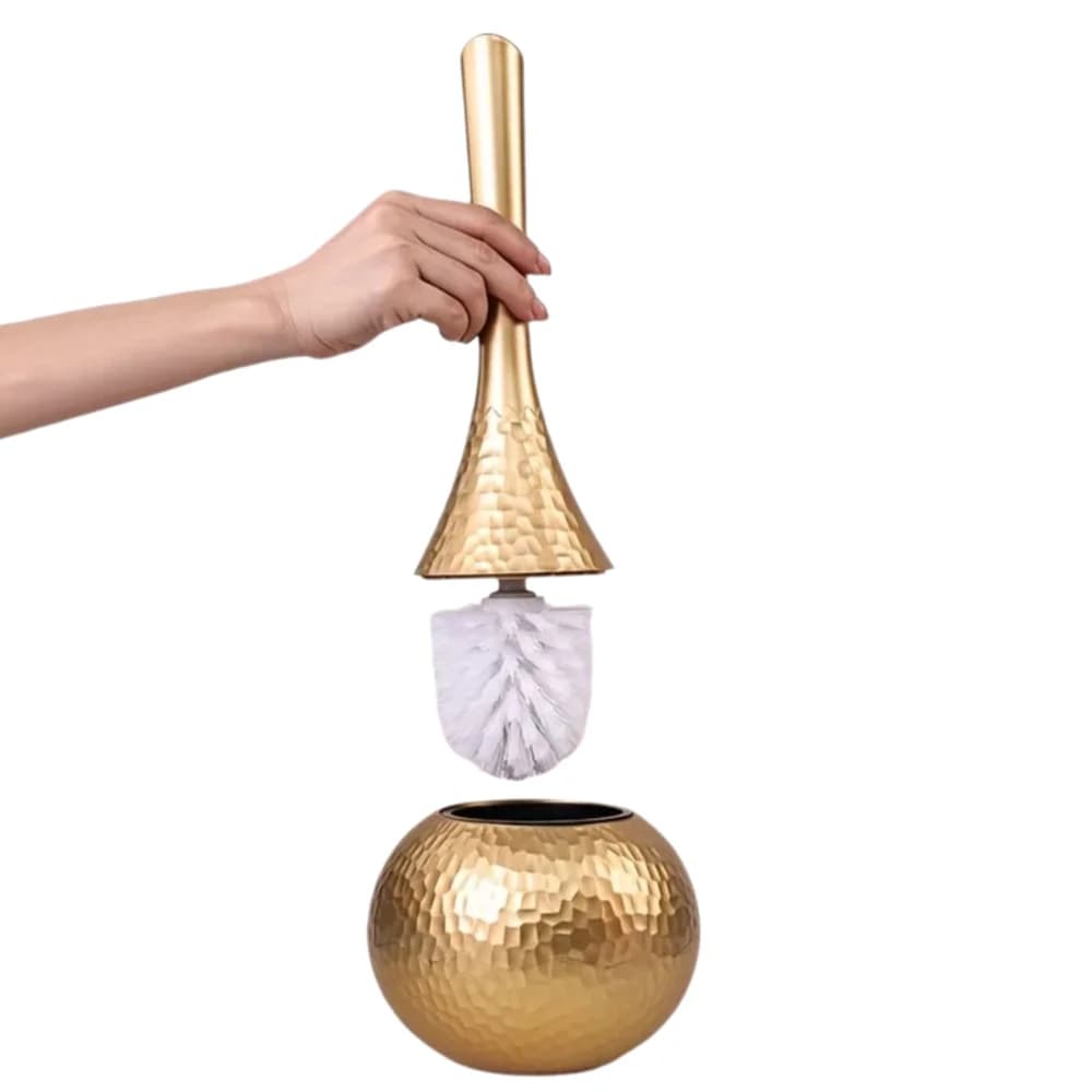 Hot Golden High-end Cleaning Brush Long Handle Non-Scratch Toilet Brush with Base Holder Household Bathroom Brush