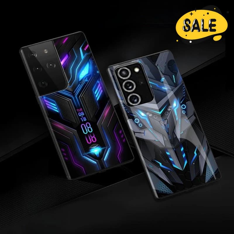 Bright Glass Smart LED Light Phone Case for Samsung S25 S24 S23 S22 S21 S20 Ultra S21/20 FE Fashionable Protective Case