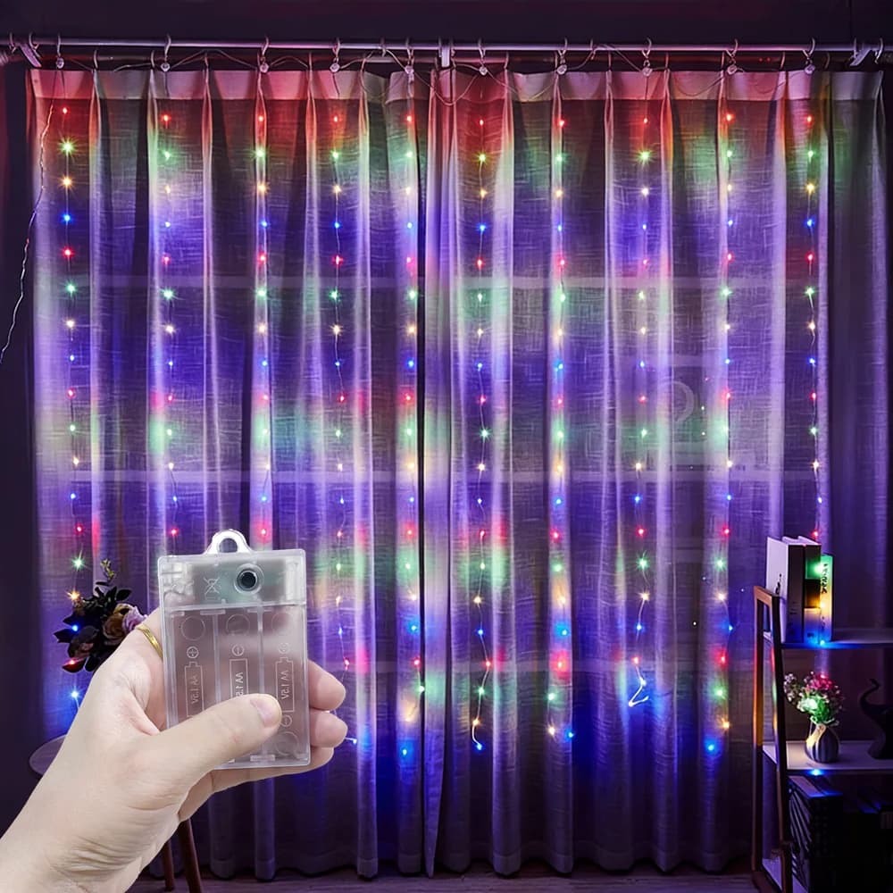 Luci a tenda a LED a batteria con 8 modalità, decorazioni natalizie, luci fatate a festone per feste di matrimonio, luci a stringa per la casa e la stanza