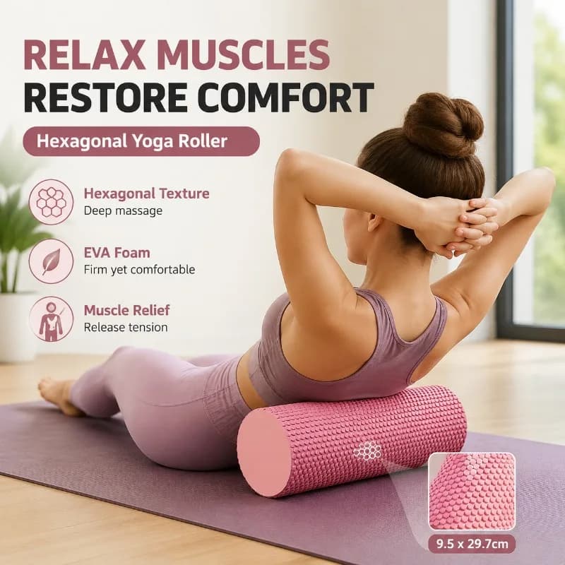 Rullo in Schiuma EVA Solida per Principianti, Colonna per Yoga, Ruota per Rilassamento Muscolare, Massaggio Lombare, Attrezzatura Pratica per Esercizi di Fitness e Pilates