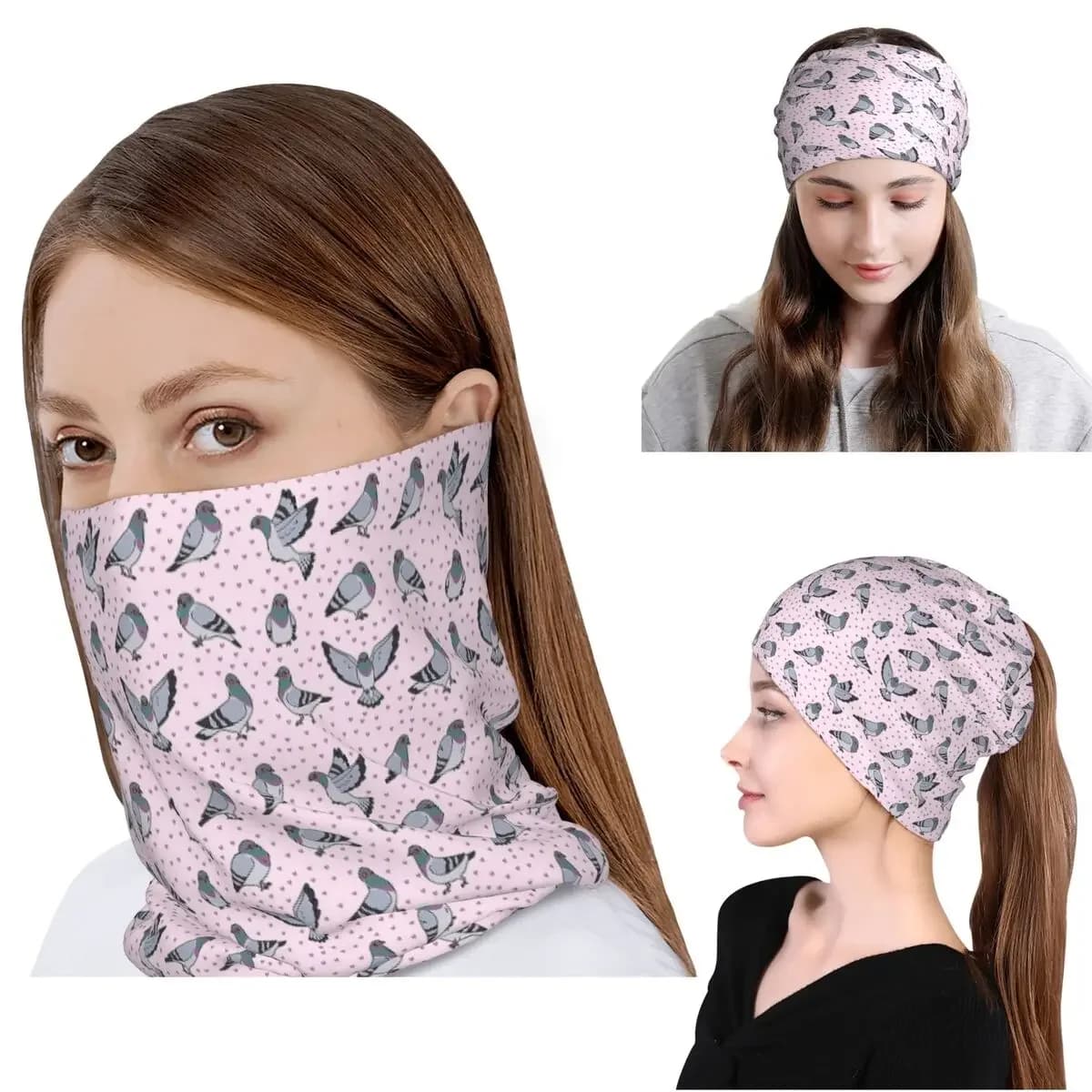 Cute Cartoon Pigeons Pack Bandana Neck Cover Mask Scarf Multi-use Headwear Beanies Hat Unisex Adult Winter