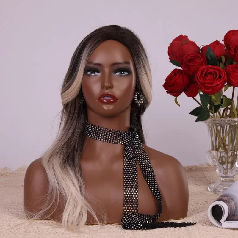 Plastic Realistic Manikin Head with Spalles for Exhibition of Wigs, Hats and Sunglasses, Fashion Accessories Handle Head