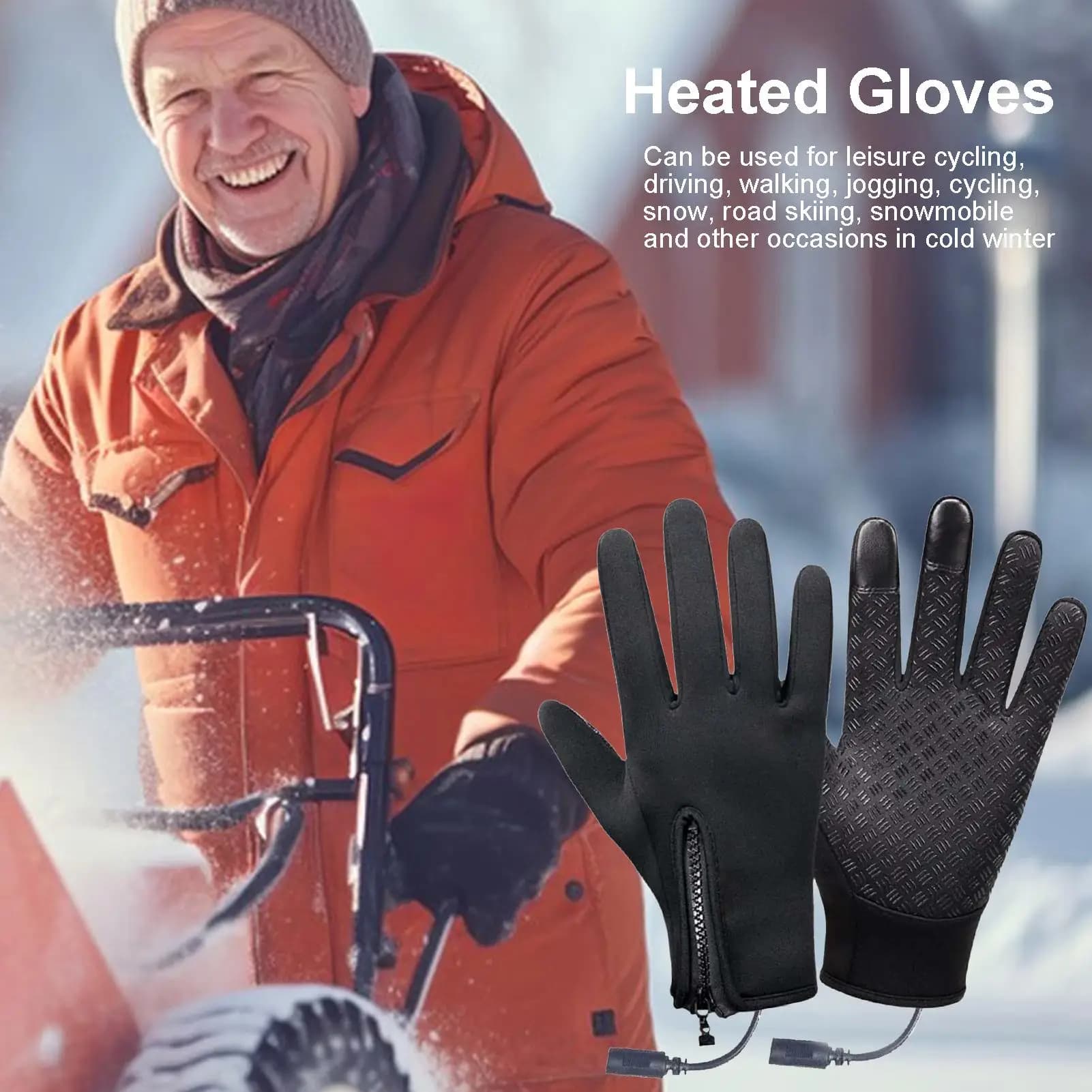 Waterproof Heated Gloves USB Electric Thermal Gloves with Touchscreen & 3 Heat Settings Hand Warmer for Winter Skiing Motorcycle