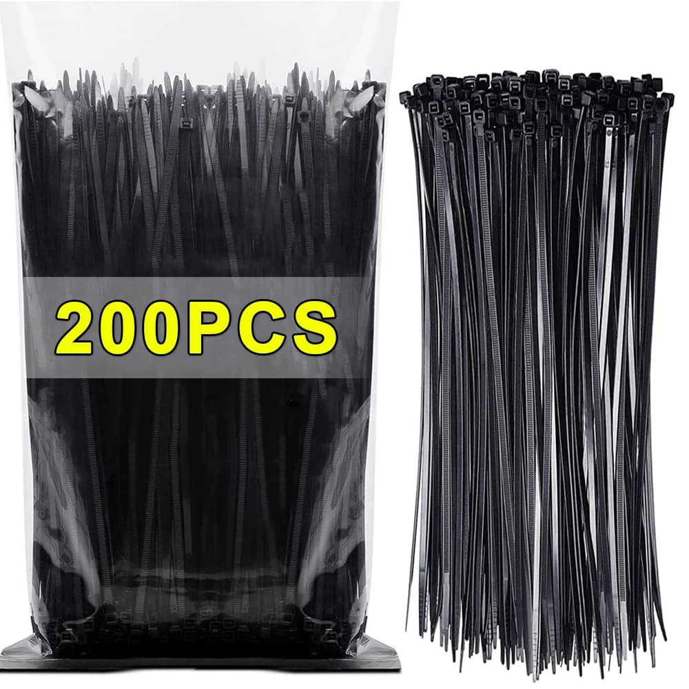 Fascette fermacavi in nylon da 200/100 pezzi, regolabili, autobloccanti, con anello di fissaggio, riutilizzabili, in plastica, per casa e ufficio