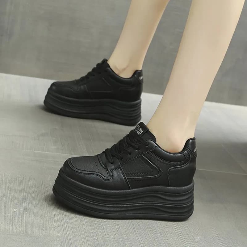 2026 New White Pu Leather Women's Casual Shoes Woman Vulcanize Sneakers Breathable Sport Walking Platform Flats Running Shoes