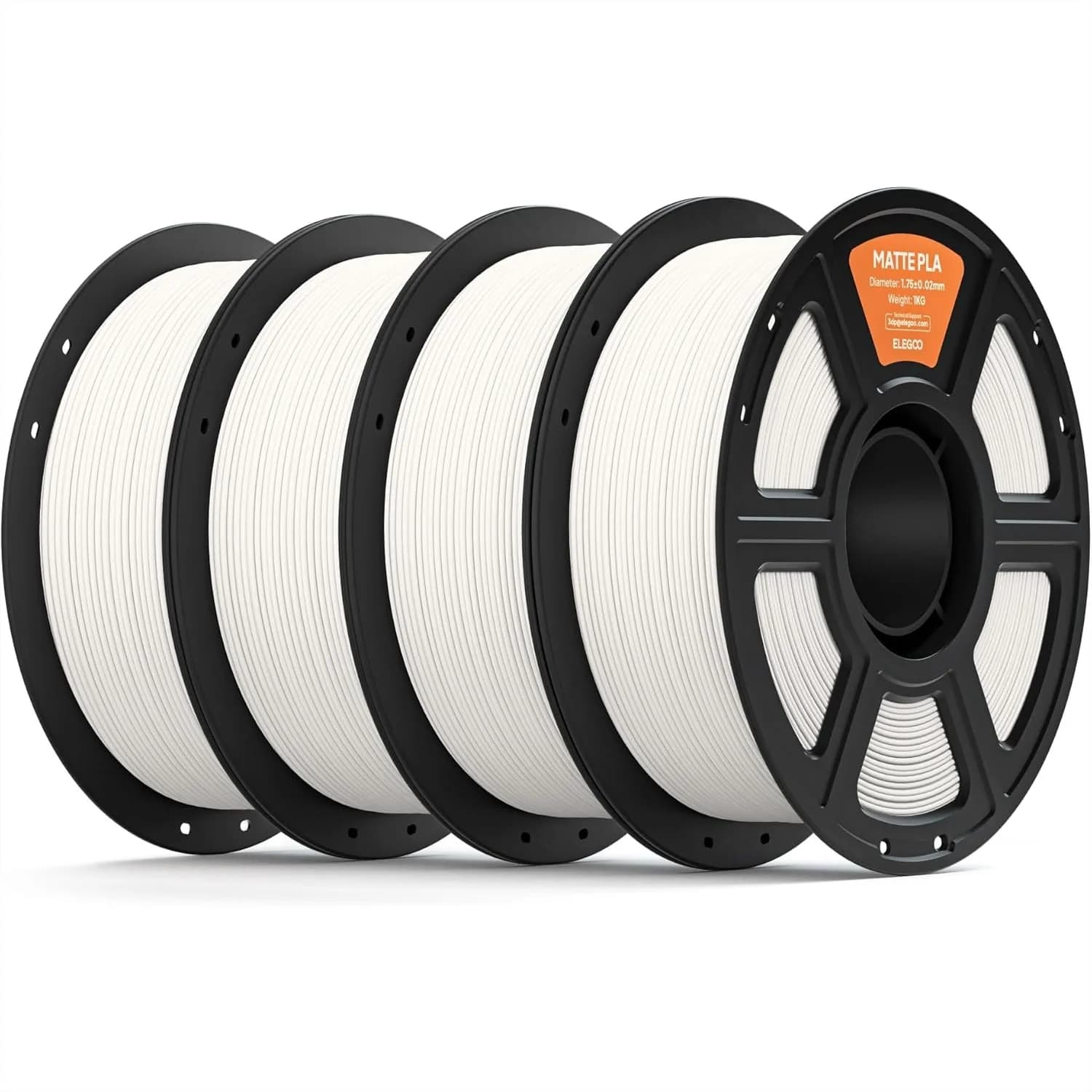 Filamento PLA Opaco 1.75mm Bianco 4KG, Filamento per Stampante 3D ad Alta Precisione, 4 Bobine da 1kg per la Maggior Parte delle Stampanti 3D FDM