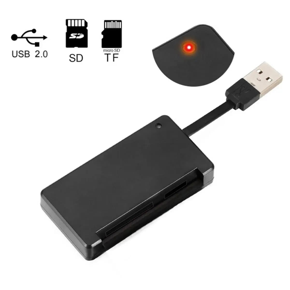 Lettore di schede TF/SD USB per MicroSD, lettore di schede di memoria per telecamere di sorveglianza e droni