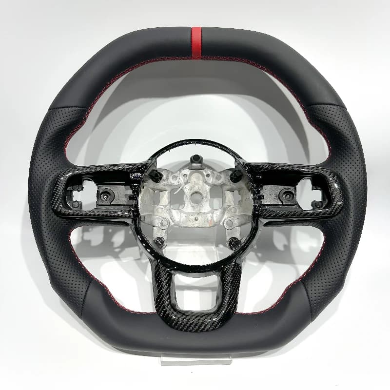 Black Carbon Fiber Cover with Red Central Line Customizable for Jeep Sports Wheel, Suitable for Parts of the Jeep Cherokee Flyer