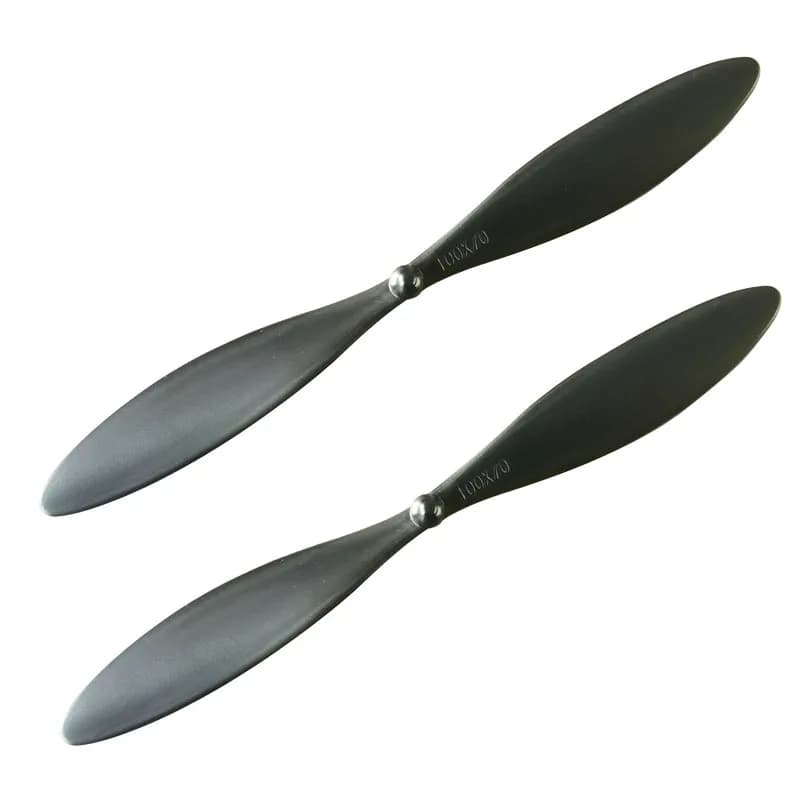 2PCS 100x70mm Elica a volo lento Lunghezza 100mm Foro Diametro 1mm Pagaia a 2 pale Puntelli leggeri per aereo RC Motore 6-7mm