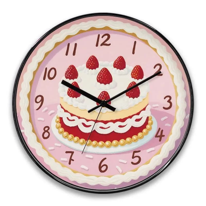 Watch from Silent Wall to Strawberry Shape, Artistic Decoration for Pastry, Creative Gift for Pastry Lovers