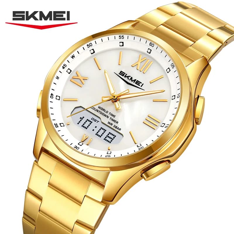 SKMEI 2459 Orologio Elettronico al Quarzo da Uomo alla Moda, Multifunzione con LED Luminoso, Calendario, Sveglia e Doppio Display