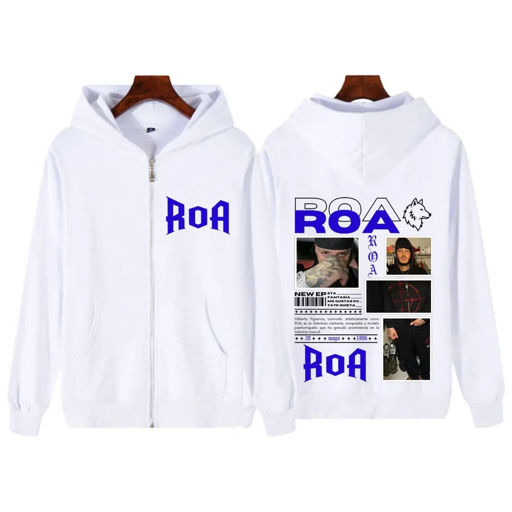 Felpa con Zip Grafica del Nuovo Album 2026 del Rapper Roa, Felpa con Cappuccio Hip-hop Invernale Casual Vintage per Uomo e Donna