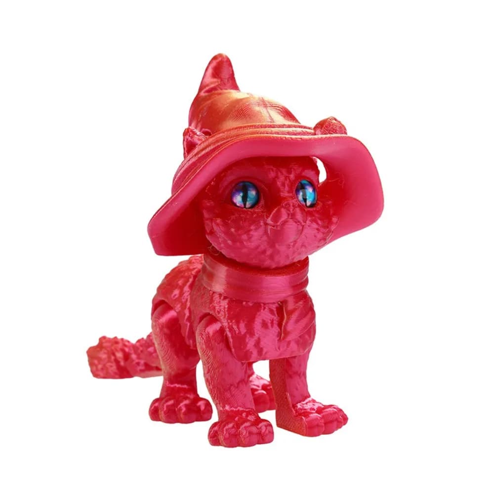 Modello di Gatto con Occhi Grandi Stampato in 3D, Materiale Plastico, Design Realistico, Gatti Articolati, Tecnologia di Stampa 3D, Scultura Creativa