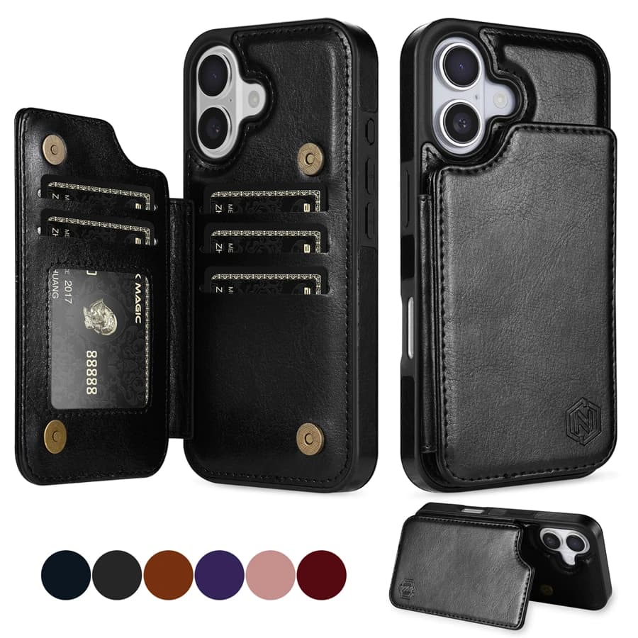 Portafoglio Strato di blocco RFID Proteggi custodia in pelle magnetica antifurto per iPhone Air 17 Pro 17 Pro Max Borsa per carte antiurto
