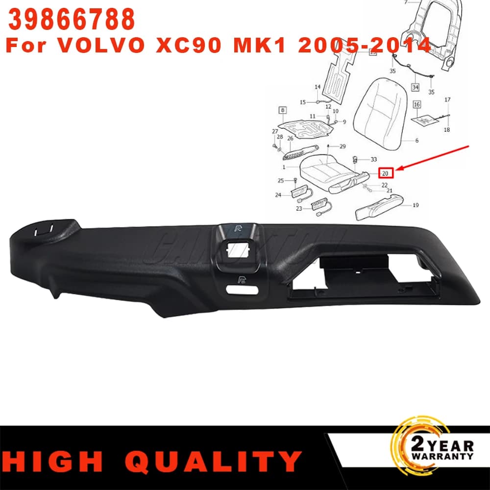 1 PC New Front Left Seat Side Panel Trim Cover Black ABS 39866788 For Volvo XC90 MK1 2002-2014 Easy Installation car accessories