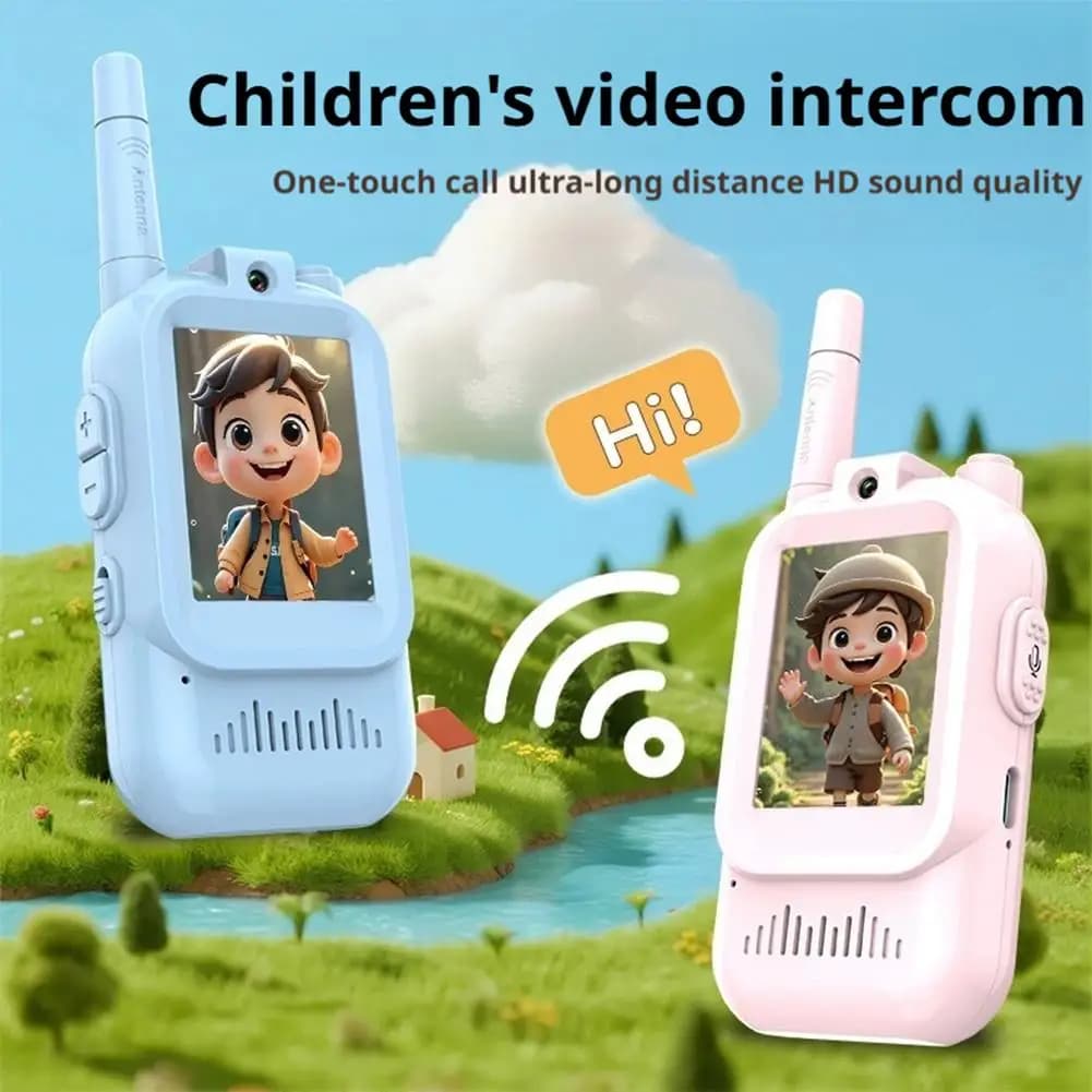 Confezione da 2 walkie-talkie video con display screen, regalo di Natale per bambini, ragazzi e ragazze, cambio voce e chat video in tempo reale