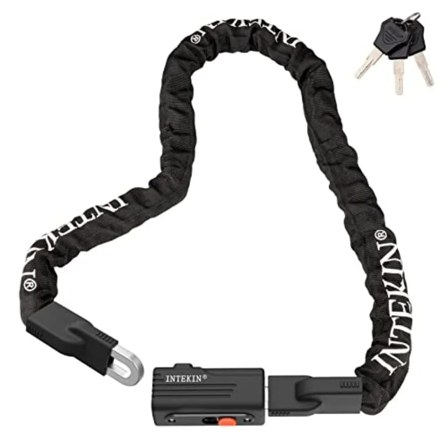 Lucchetto a Catena per Bicicletta Resistente 3FT 4FT 5FT, Catena Antifurto Spessa 8mm 10mm con 3 Chiavi per Bici e Moto, Colore Nero