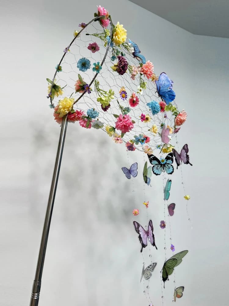 Capture the spring butterfly catching net material package simulated flower PVC butterfly handmade DIY dream catcher