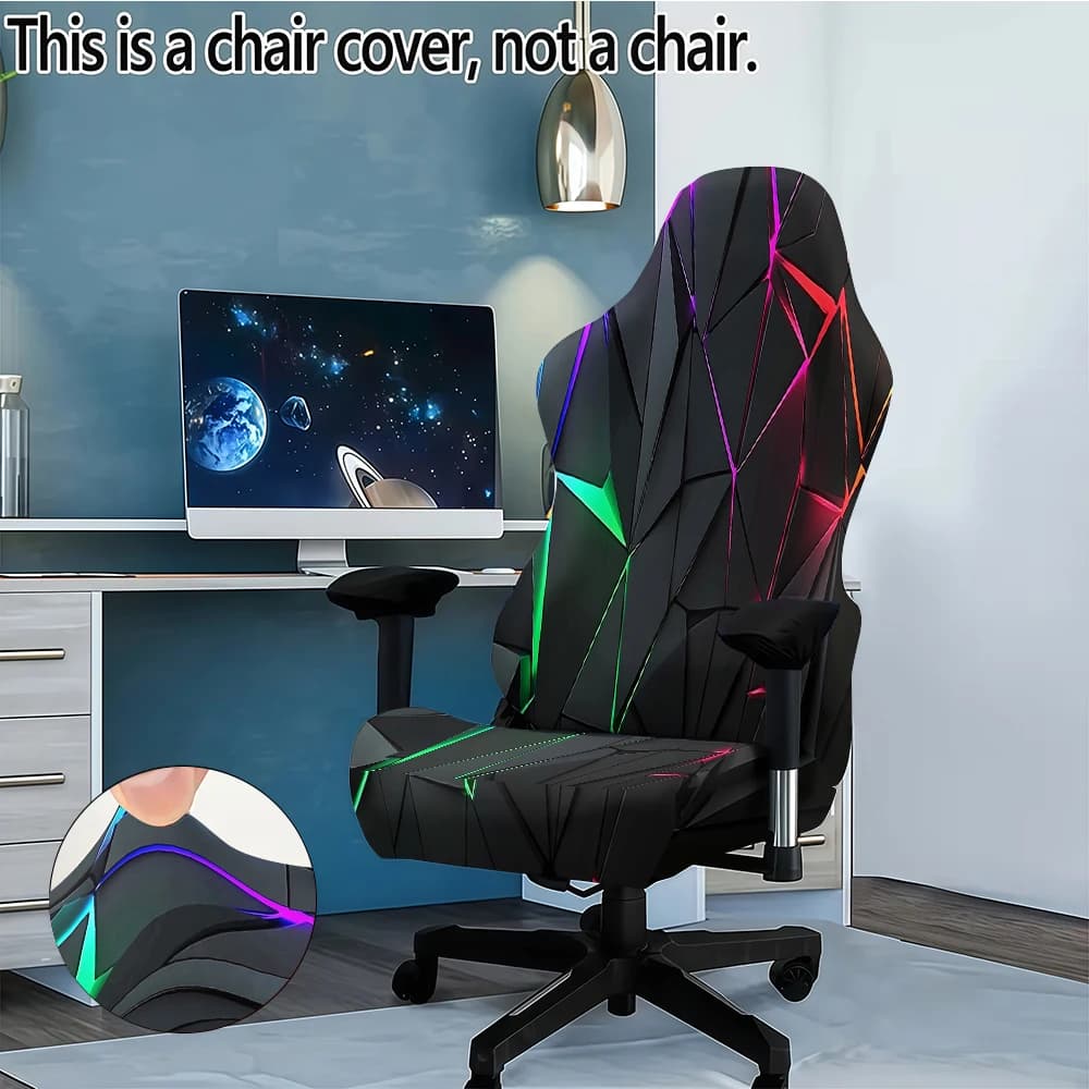 Copertura per Sedia da Gaming con Motivo Line Art e Luci al Neon, Elastica per Decorazione di Sedie da Ufficio e Camera da Letto