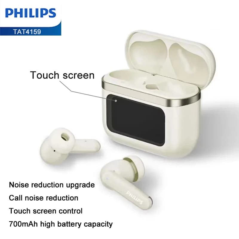 Philips TAT4159 Bluetooth Headphones with ANC Touch Screen Wireless Headphones with Active Noise Cancellation Sports audio with integrated microphone