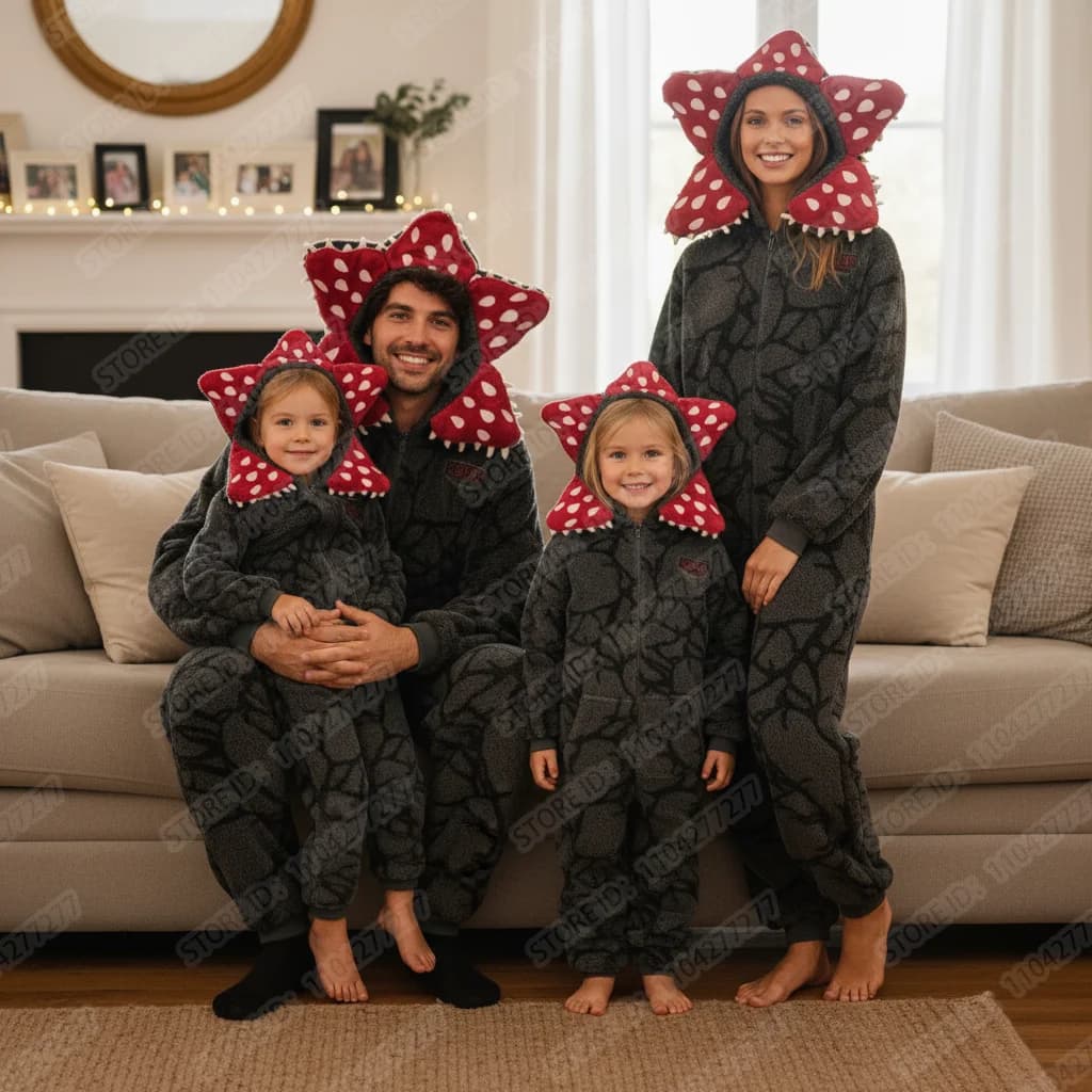 Pigiama Intero in Flanella per Adulti e Bambini, Tuta Calda in Peluche, Morbido Abbigliamento da Casa per Feste e Cosplay